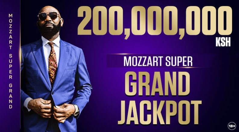 A banner with information about the Mozzart Super Grand Jackpot